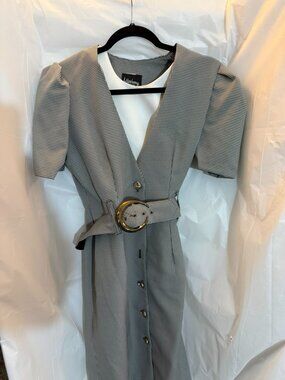 Vintage Whirlaway Frocks Belted Houndstooth Dress – Size 6P, Made in USA